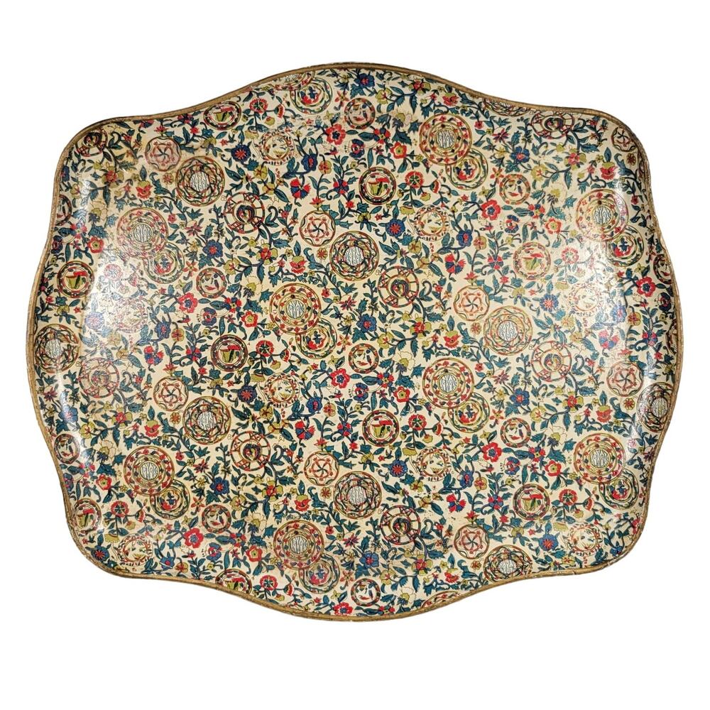 VTG Alfred E. Knobler Alcohol Proof Tray Japan Decorative Floral Design 14x12